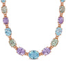 Ice Jewellery 69 CT TW Oval Cut Amethyst, Sky Blue Topaz And Rose De France Link Necklace In Rose Plated Sterling Silver - 75000006006 | Ice Jewellery Australia