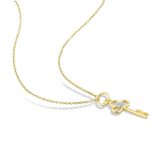 Ice Jewellery 0.02 CT Diamond Key Charm Accent Pendant With Chain In Yellow Plated Sterling Silver - 75000006107 | Ice Jewellery Australia