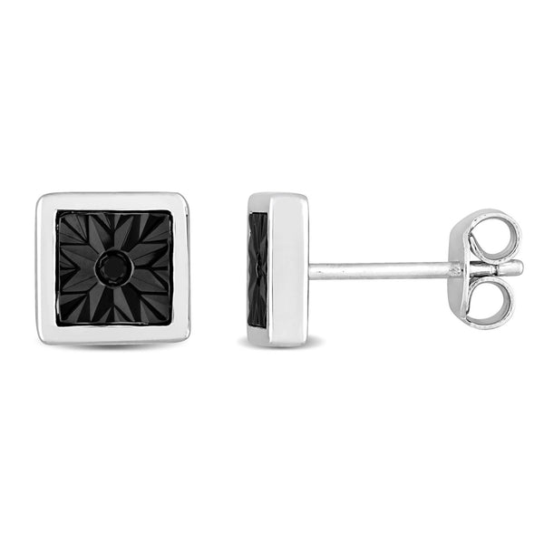 Mens black diamond earrings shop square