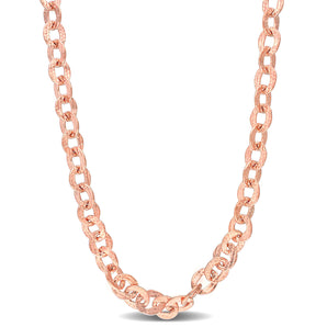 Ice Jewellery 8.8 MM Fancy Rolo Chain Necklace In 18K Rose Gold Plated Sterling Silver - 75000006357 | Ice Jewellery Australia