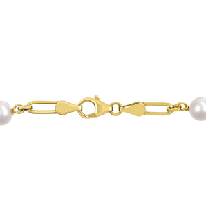 Ice Jewellery Cultured Freshwater Pearl Oval Link Bracelet Silver In 18K Yellow Gold Plated Sterling Silver -  75000006426 | Ice Jewellery Australia