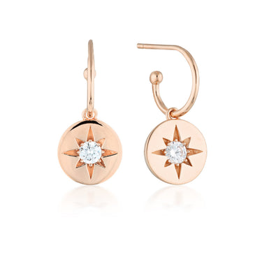 Georgini Stellar Lights Rose Gold Drop Hoop Earrings - IE853RG | Ice Jewellery Australia