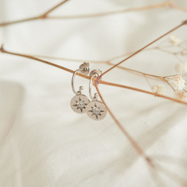Georgini Stellar Lights Silver Drop Hoop Earrings - IE853W | Ice Jewellery Australia
