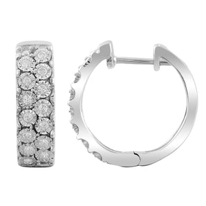 Ice Jewellery Huggie Earrings with 0.23ct Diamonds in 9K White Gold | Ice Jewellery Australia