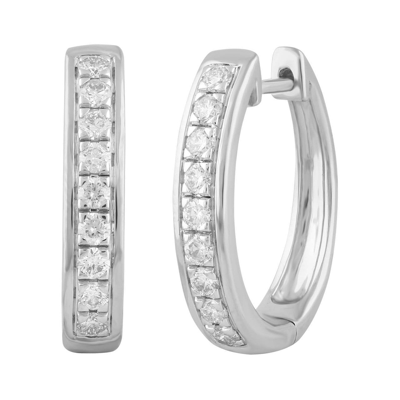 Ice Jewellery Huggie Earrings with 0.53ct Diamonds in 9K White Gold | Ice Jewellery Australia