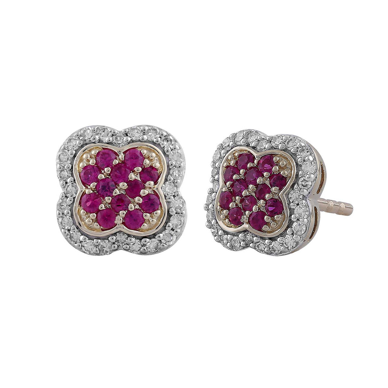 Ice Jewellery Ruby Earrings with 0.14ct Diamonds in 9K Yellow Gold | Ice Jewellery Australia
