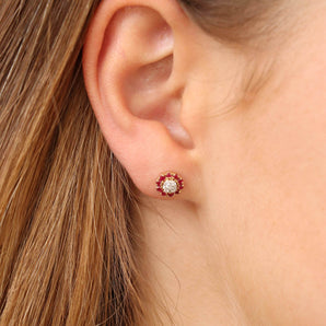 Ice Jewellery Ruby Earrings with 0.10ct Diamonds in 9K Yellow Gold | Ice Jewellery Australia