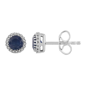 Ice Jewellery Sapphire Earrings with 0.05ct Diamonds in 9K White Gold | Ice Jewellery Australia