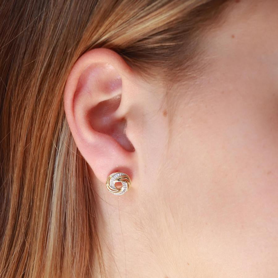 Ice Jewellery Stud Earrings with 0.07ct Diamond in 9K Yellow Gold | Ice Jewellery Australia