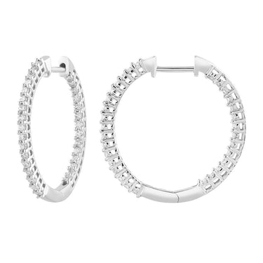 Ice Jewellery Inside Out Hoops with 0.25ct Diamonds in 9K White Gold | Ice Jewellery Australia