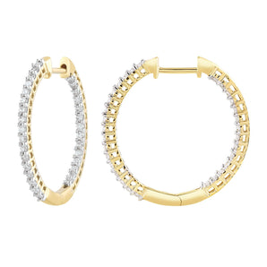 Ice Jewellery Inside Out Hoops with 0.25ct Diamonds in 9K Yellow Gold | Ice Jewellery Australia