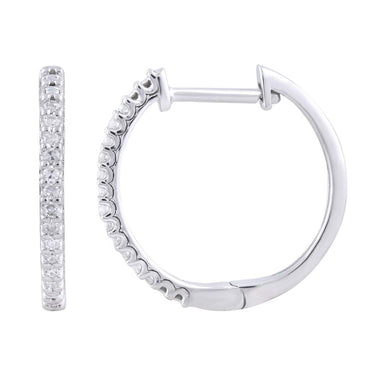 Ice Jewellery Hoop Earrings with 0.10ct Diamond in 9K White Gold | Ice Jewellery Australia