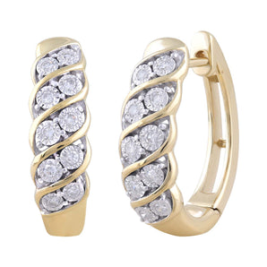 Ice Jewellery Huggie Earrings with 0.15ct Diamond in 9K Yellow Gold | Ice Jewellery Australia