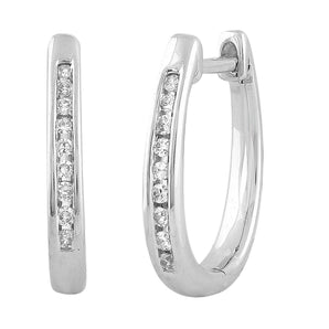 Ice Jewellery Huggie Earrings with 0.08ct Diamond in 9K White Gold | Ice Jewellery Australia