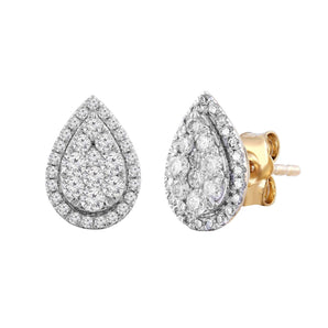 Ice Jewellery Pear Stud Earrings with 0.50ct Diamond in 9K Yellow Gold | Ice Jewellery Australia