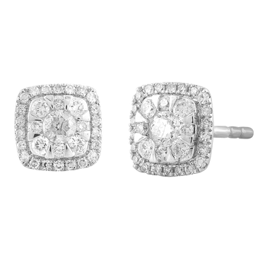 Ice Jewellery Diamond Cluster Stud Earrings with 0.33ct Diamonds in 18K White Gold - IGE-14530-033-18W | Ice Jewellery Australia