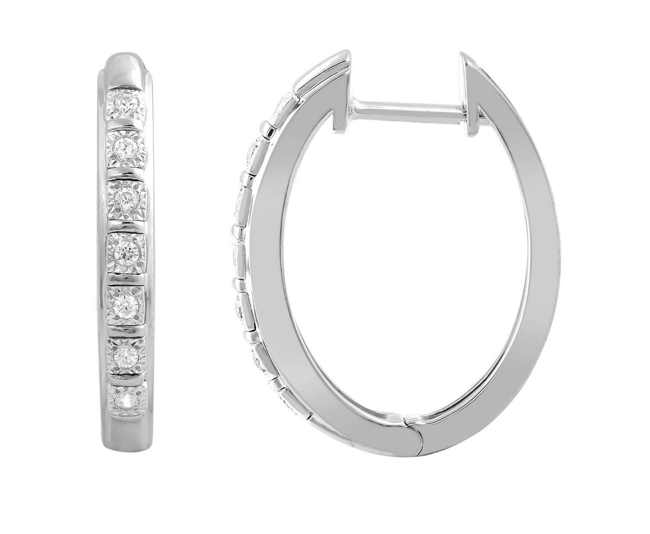Ice Jewellery Huggie Earrings with 0.10ct Diamonds in 9K White Gold | Ice Jewellery Australia