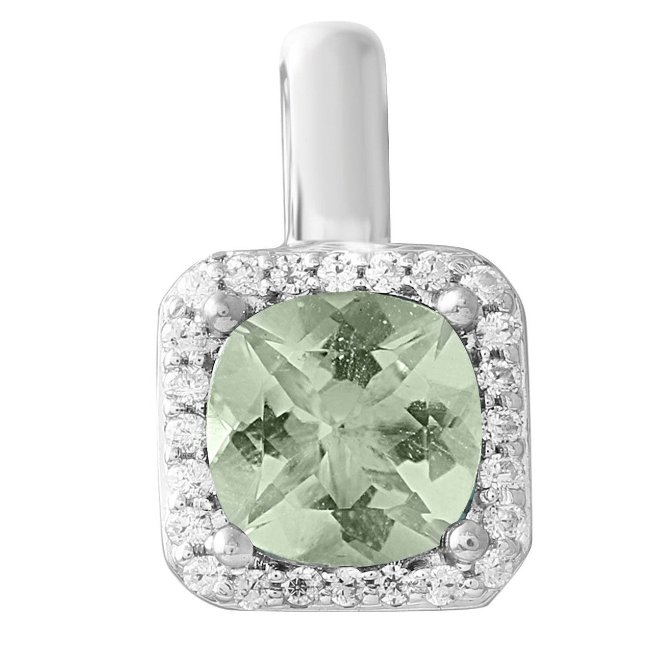 Ice Jewellery Green Amethyst Pendants with 0.08ct Diamonds in 9K White Gold | Ice Jewellery Australia