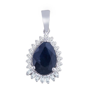 Ice Jewellery Pear Sapphire Pendant with 0.08ct Diamond in 9K White Gold | Ice Jewellery Australia
