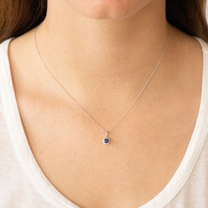 Ice Jewellery Sapphire Pendant with 0.03ct Diamonds in 9K White Gold | Ice Jewellery Australia