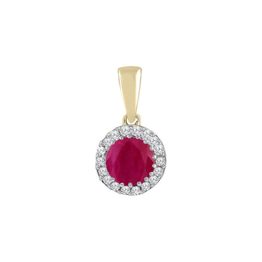 Ice Jewellery Ruby Pendant with 0.03ct Diamonds in 9K Yellow Gold | Ice Jewellery Australia