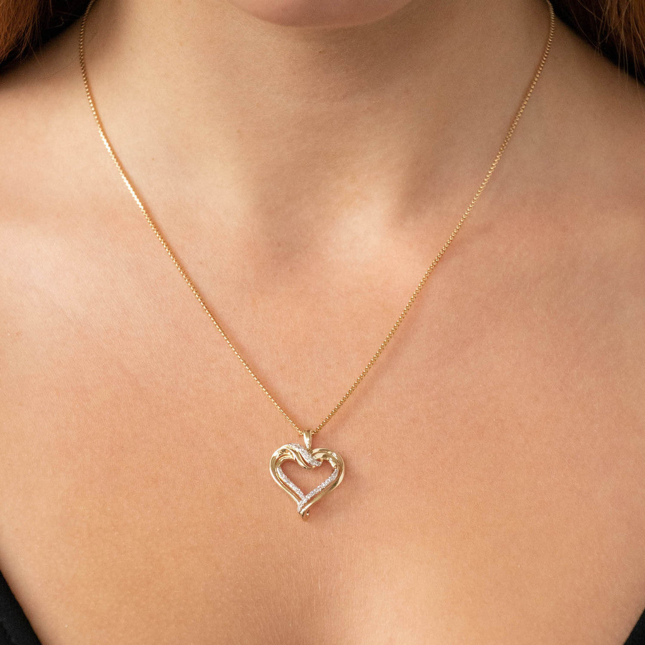 Ice Jewellery Heart Pendant with 0.15ct Diamond in 9K Yellow Gold | Ice Jewellery Australia