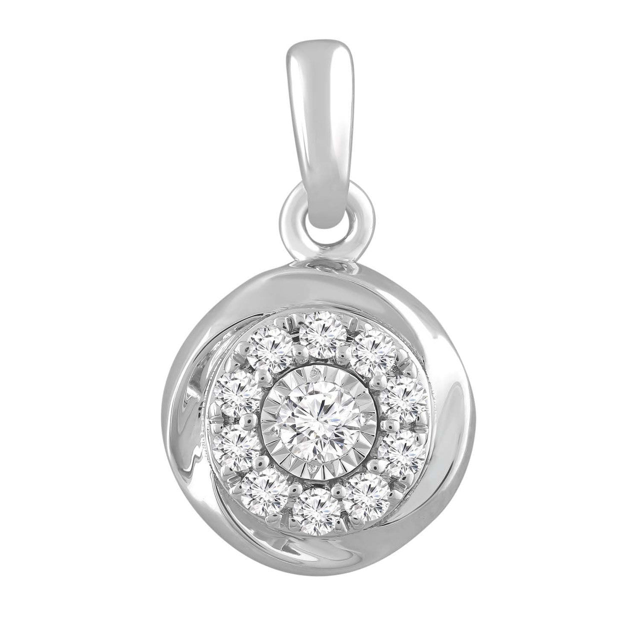 Ice Jewellery Round Pendant with 0.18ct Diamond in 9K White Gold | Ice Jewellery Australia
