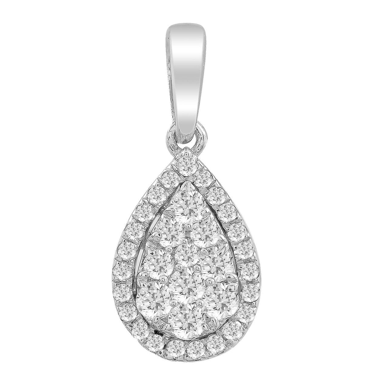 Ice Jewellery Pear Pendant with 0.25ct Diamonds in 9K White Gold | Ice Jewellery Australia