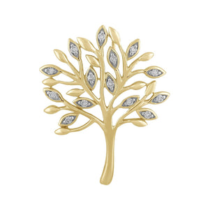 Ice Jewellery Tree Pendant with 0.05ct Diamond in 9K Yellow Gold | Ice Jewellery Australia