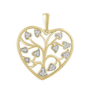 Ice Jewellery Tree Of Life Pendant with 0.10ct Diamond in 9K Yellow Gold | Ice Jewellery Australia