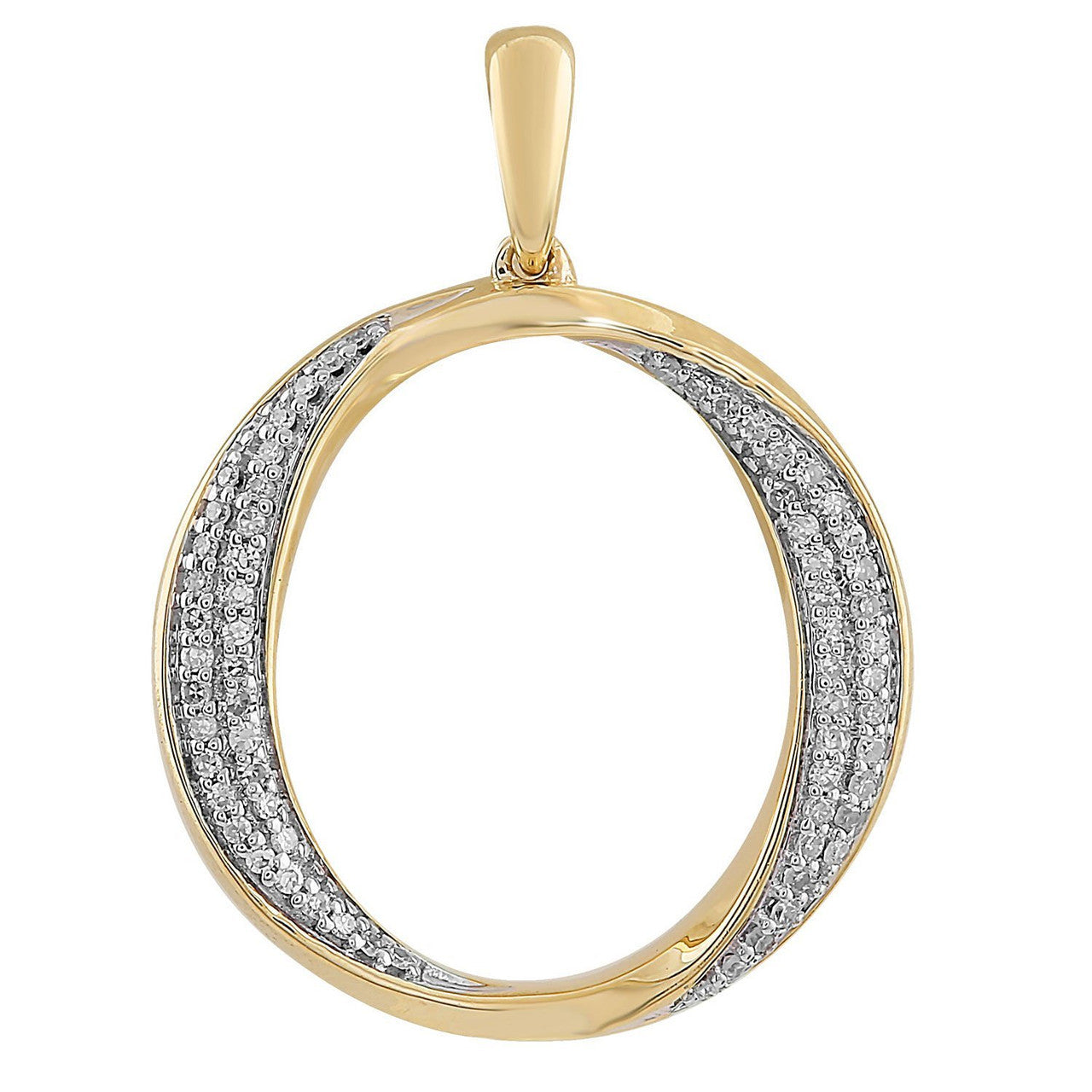 Ice Jewellery Oval Pendant with 0.12ct Diamonds in 9K Yellow Gold | Ice Jewellery Australia