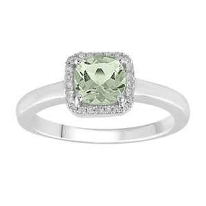 Ice Jewellery Green Amethyst Rings with 0.08ct Diamonds in 9K White Gold -  IGR-00108GR-W | Ice Jewellery Australia