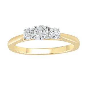 Ice Jewellery Three Stone Ring with 0.50ct Diamonds in 9K Yellow Gold -  IGR-33338A-050-Y | Ice Jewellery Australia