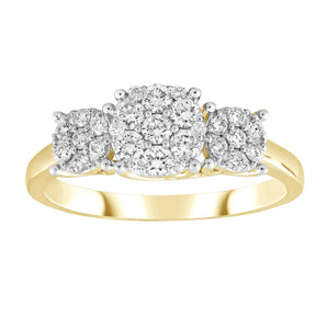 Ice Jewellery Diamond Cluster Ring with 0.50ct Diamonds in 18K Yellow Gold - IGR-33730-18Y | Ice Jewellery Australia