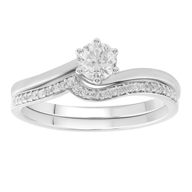 Ice Jewellery Engagment & Wedding Ring Set with 0.60ct Diamonds in 9K White Gold -  IGR-34387-060-W | Ice Jewellery Australia