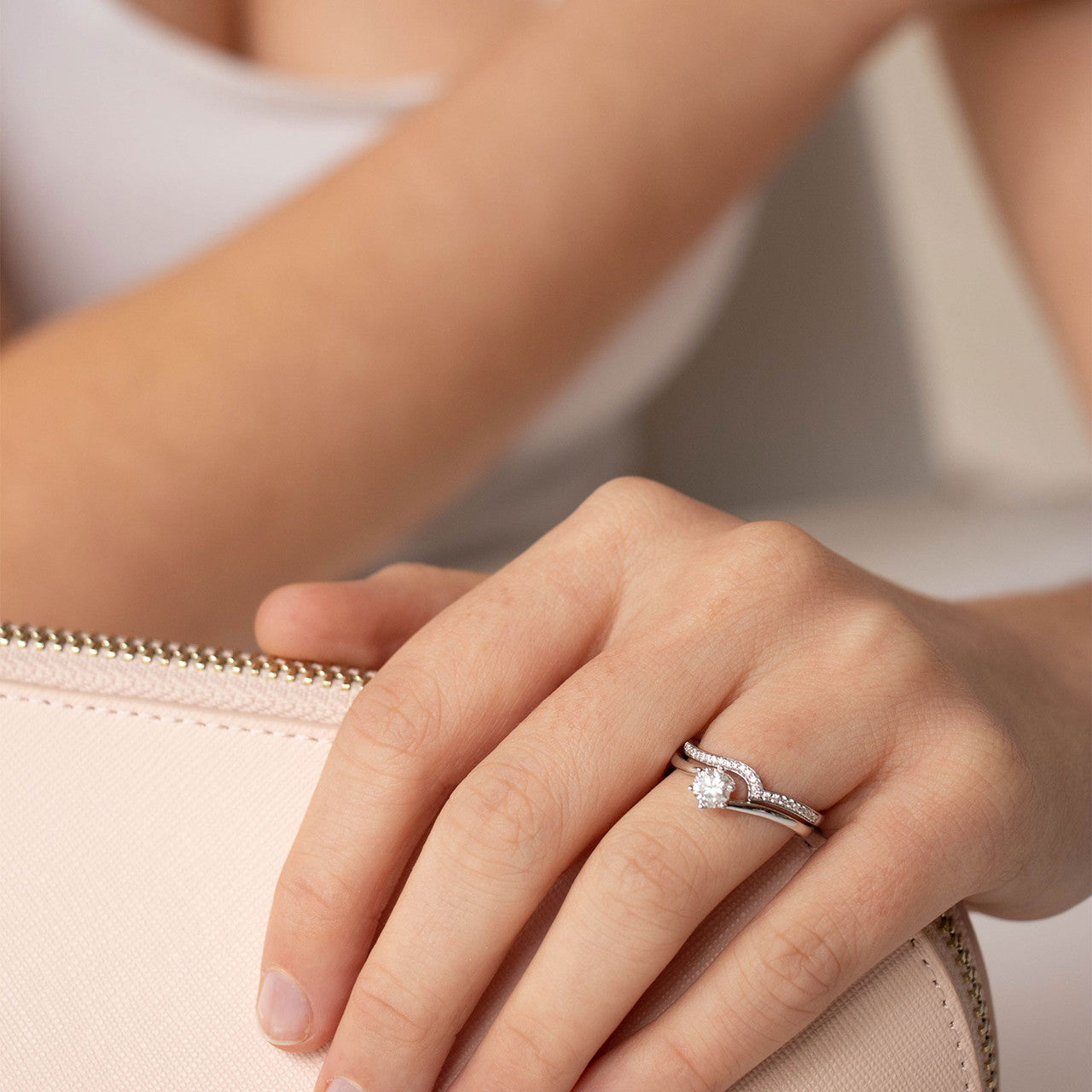 Ice Jewellery Engagment & Wedding Ring Set with 0.60ct Diamonds in 9K White Gold -  IGR-34387-060-W | Ice Jewellery Australia