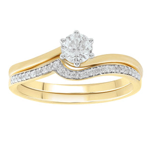 Ice Jewellery Engagment & Wedding Ring Set with 0.60ct Diamonds in 9K Yellow Gold -  IGR-34387-060-Y | Ice Jewellery Australia