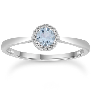 Aquamarine Ring with 0.05ct Diamonds in 9K White Gold -  IGR-34612-W