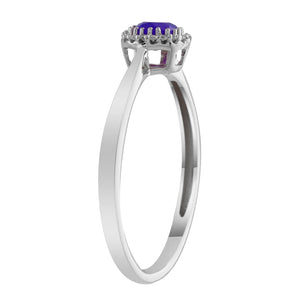 Ice Jewellery Diamond Sapphire Ring with 0.05ct Diamonds in 9K White Gold - IGR-34612BS-W | Ice Jewellery Australia