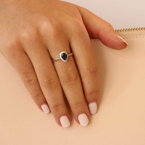 Ice Jewellery Pear Sapphire Ring with 0.08ct Diamonds in 9K White Gold -  IGR-34613-W | Ice Jewellery Australia