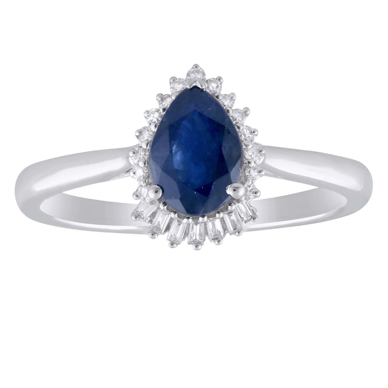 Ice Jewellery Pear Sapphire Ring with 0.08ct Diamonds in 9K White Gold -  IGR-34613-W | Ice Jewellery Australia