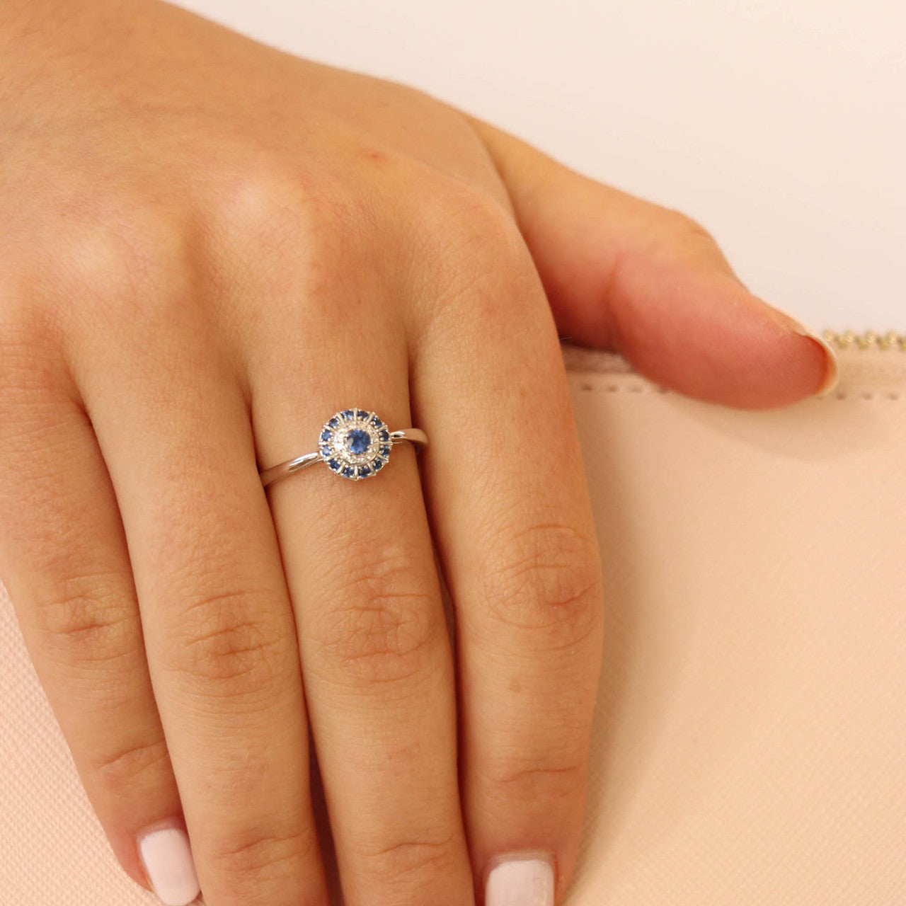 Ice Jewellery Sapphire Ring with 0.04ct Diamonds in 9K White Gold -  IGR-36034-W | Ice Jewellery Australia