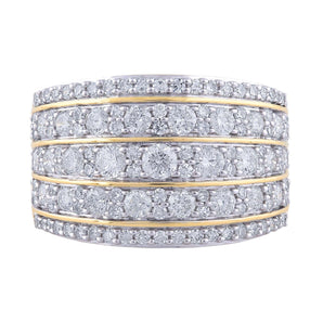 Ice Jewellery Multi Row Ring with 1.50ct Diamonds in 18K Yellow Gold -  IGR-36305-Y | Ice Jewellery Australia