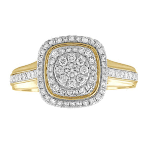 Ice Jewellery Cluster Ring with 0.50ct Diamond in 9K Yellow Gold -  IGR-36926-050-Y | Ice Jewellery Australia