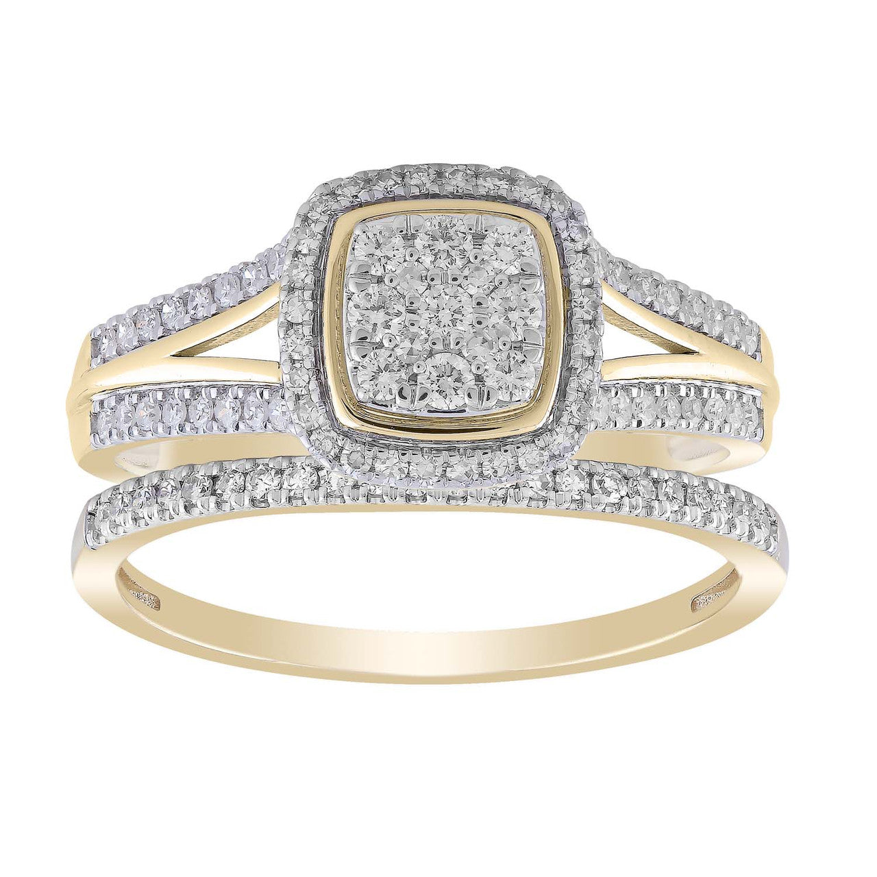 Ice Jewellery Cluster Ring Set with 0.50ct Diamonds in 9K Yellow Gold -  IGR-36928-050-Y | Ice Jewellery Australia