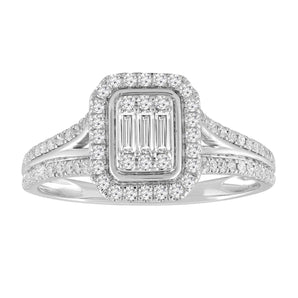 Ice Jewellery Cluster Ring with 0.50ct Diamonds in 9K White Gold -  IGR-36946-050-W | Ice Jewellery Australia