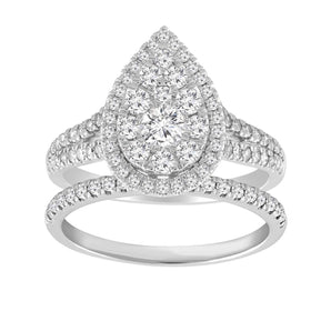 Ice Jewellery Pear Ring Set with 1ct Diamonds in 18K White Gold -  IGR-36983-100-W | Ice Jewellery Australia