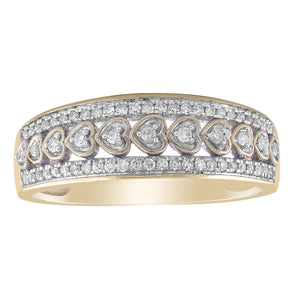 Ice Jewellery Layer Heart Ring with 0.20ct Diamond in 9K Yellow Gold -  IGR-37009-020-Y | Ice Jewellery Australia