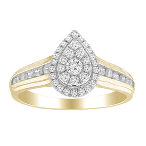Ice Jewellery Pear Ring with 0.50ct Diamond in 9K Yellow Gold -  IGR-37039-050-Y | Ice Jewellery Australia