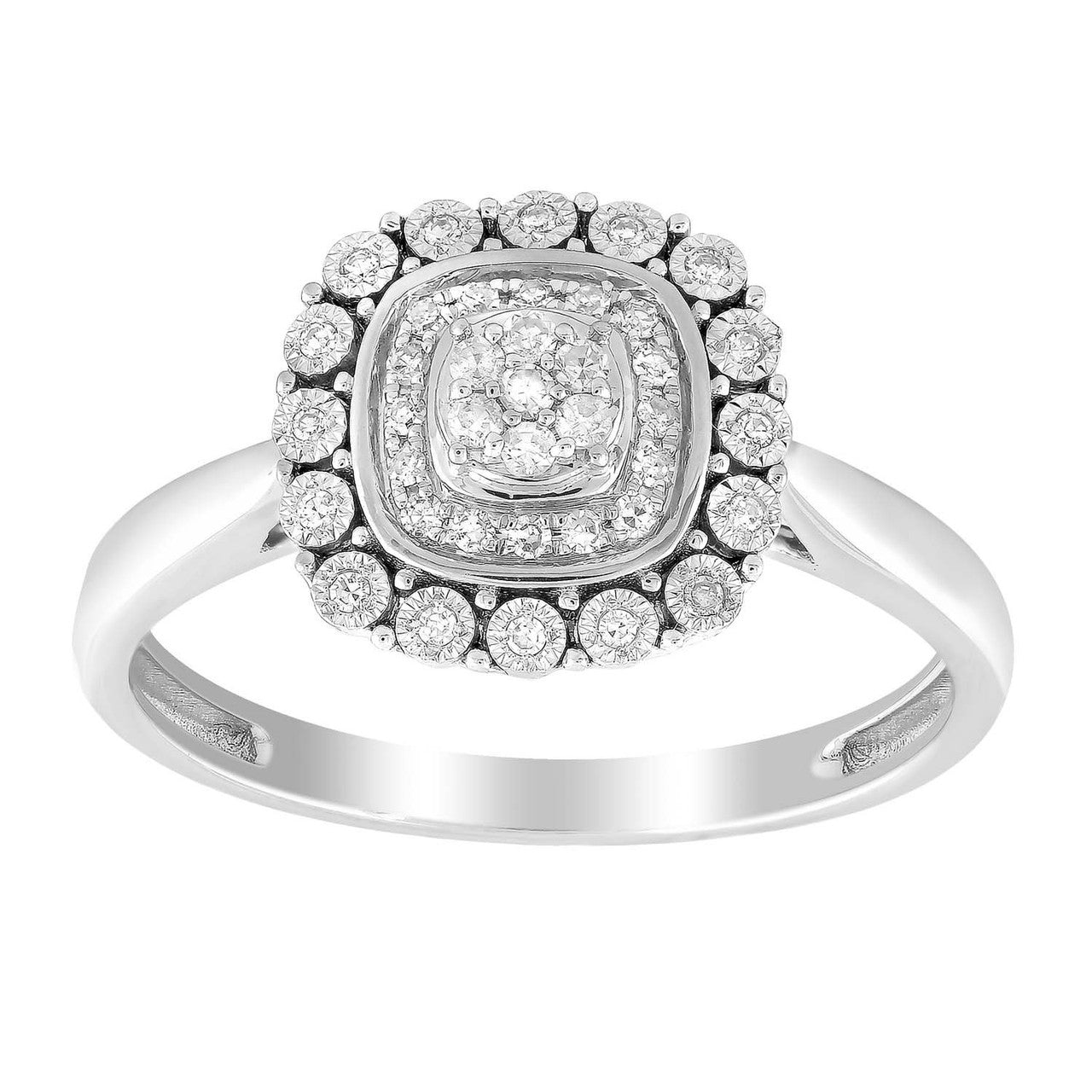 Ice Jewellery Cluster Ring with 0.15ct Diamond in 9K White Gold -  IGR-37114-015-W | Ice Jewellery Australia
